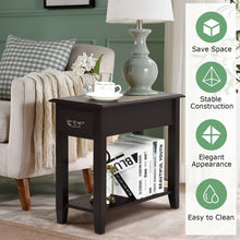 Load image into Gallery viewer, 2 Tier End Bedside Sofa Side Table Narrow Nightstand-Espresso