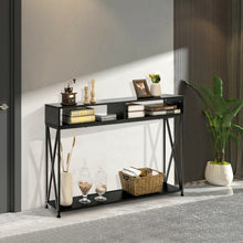 Load image into Gallery viewer, Console Table with Open Shelf and Storage Compartments Steel Frame-Black