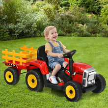 Load image into Gallery viewer, 12V Kids Ride On Tractor with Trailer Ground Loader-Red