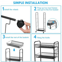 Load image into Gallery viewer, 5 Tier Mesh Rolling File Utility Cart Storage Basket-Black