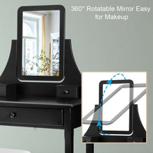 Load image into Gallery viewer, Square Mirrored Vanity Dressing Table Set with 3 Storage Boxes-Black