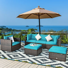 Load image into Gallery viewer, 6 Pcs Patio Rattan Furniture Set with Sectional Cushion-Turquoise
