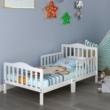 Load image into Gallery viewer, Classic Kids Wood Bed with Guardrails-White