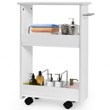 Load image into Gallery viewer, Slim Rolling 3-Tier Bathroom Mobile Shelving Cabinet wih Handle