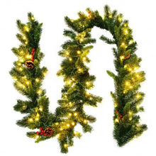 Load image into Gallery viewer, 9 Feet Pre-lit Artificial Christmas Garland Red Berries with LED