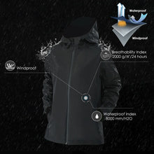 Load image into Gallery viewer, Women's Waterproof & Windproof Rain Jacket with Velcro Cuff-Black-L