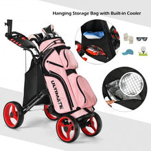Load image into Gallery viewer, Lightweight Foldable Collapsible 4 Wheels Golf Push Cart-Red