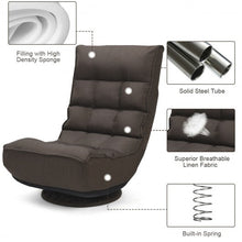 Load image into Gallery viewer, 4-Position Adjustable 360 Degree Swivel Folding Floor Sofa Chair-Brown