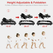 Load image into Gallery viewer, 2-in-1 Foldable Baby Walker with Music Player & Lights-Black