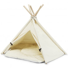 Load image into Gallery viewer, Indoor Pet Teepee Dog Puppy Cat Bed Portable Canvas Tent and House with Cushion