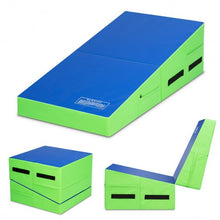 Load image into Gallery viewer, Folding Wedge Exercise Gymnastics Mat with Handles-Green