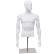 Load image into Gallery viewer, Plastic Half Body Head Turn Male Mannequin with Base