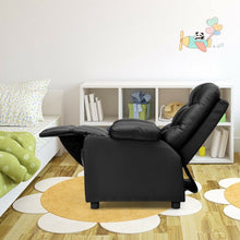 Load image into Gallery viewer, PU Leather Kids Recliner Chair with Cup Holders and Side Pockets-Black