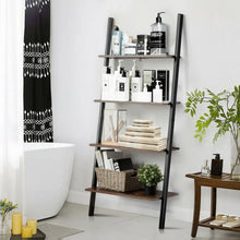 Load image into Gallery viewer, 4-Tier Industrial Leaning Wall Bookcase-Brown