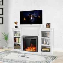 Load image into Gallery viewer, 70" Modern Fireplace Media Entertainment Center with Bookcase-White