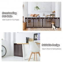 Load image into Gallery viewer, 24" Folding Wooden Freestanding Pet Gate Dog Gate with 360° Hinge -Espresso