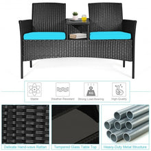 Load image into Gallery viewer, Patio Rattan Conversation Set Seat Sofa-Turquoise