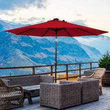 Load image into Gallery viewer, 9 Ft and 32 LED Lighted Solar Patio Market Umbrella Shelter with Tilt and Crank-Burgundy