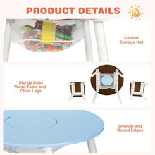 Load image into Gallery viewer, Wood Activity Kids Table and Chair Set with Center Mesh Storage for Snack Time and Homework-Blue