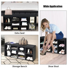 Load image into Gallery viewer, 10-Cube Organizer Entryway Padded Shoe Storage Bench-Black