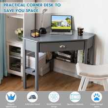 Load image into Gallery viewer, Corner Wooden PC Laptop Computer Desk-Gray