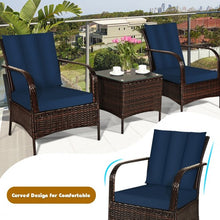 Load image into Gallery viewer, 3 PCS Patio Rattan Furniture Set-Navy