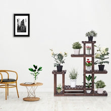 Load image into Gallery viewer, 6-Tier Garden Wooden Plant Flower Stand Shelf for Multiple Plants Indoor/Outdoor
