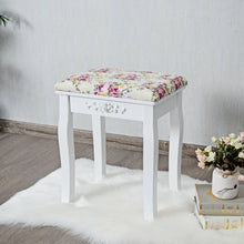 Load image into Gallery viewer, Vanity Wood Dressing Stool Padded Piano Seat with Rose Cushion