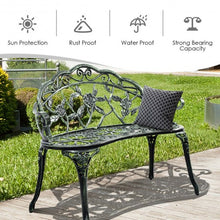 Load image into Gallery viewer, Outdoor Cast Aluminum Patio Bench Antique Rose
