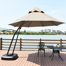 Load image into Gallery viewer, 11 Feet Outdoor Cantilever Hanging Umbrella with Base and Wheels-Tan