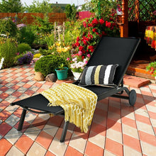 Load image into Gallery viewer, Aluminum Fabric Outdoor Patio Lounge Chair with Adjustable Reclining -Black