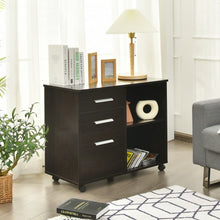 Load image into Gallery viewer, 3-Drawer Mobile Lateral File Cabinet Printer Stand-Espresso