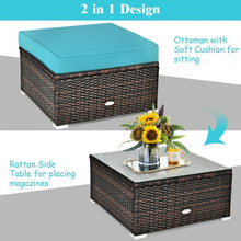 Load image into Gallery viewer, 6 Pcs Patio Rattan Furniture Set with Sectional Cushion-Turquoise