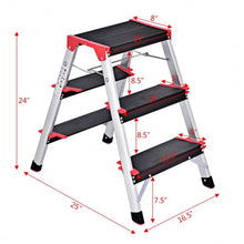 Load image into Gallery viewer, 3 Step Aluminum Lightweight Ladder Folding Non-Slip Stool