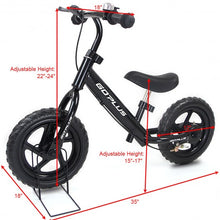 Load image into Gallery viewer, 12" Four Colors Kids Balance Bike Scooter with Brakes and Bell-Black