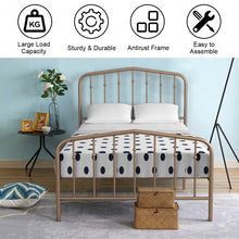 Load image into Gallery viewer, Twin Size Metal Bed Frame with Headboard & Footboard-Brown