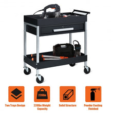 Load image into Gallery viewer, 2-Shelf Heavy Duty Tool Cart Service Cart with Lock Drawer & Wheels