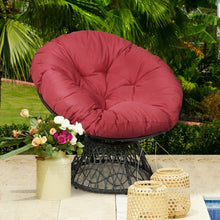 Load image into Gallery viewer, Rattan Papasan Chair Ergonomic 360-degree Swivel Soft Cushion Garden-Burgundy