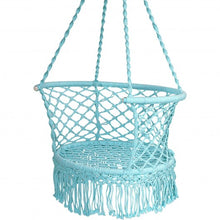 Load image into Gallery viewer, Hanging Hammock Chair Macrame Swing Hand Woven Cotton Backrest-Turquoise