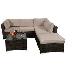 Load image into Gallery viewer, 4 pc Cushioned Wicker Rattan Sofa 5 seat
