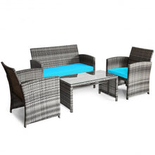 Load image into Gallery viewer, 4PCS Patio Rattan Furniture Set-Turquoise