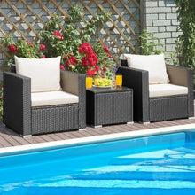 Load image into Gallery viewer, 3 Pcs Patio wicker Furniture Set-White