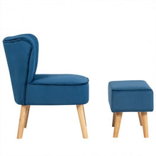 Load image into Gallery viewer, Leisure Chair and Ottoman Padded Velvet Tufted Sofa Set -Blue