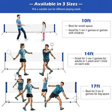 Load image into Gallery viewer, 14' x 5' Portable Beach Training Badminton Net with Carrying Bag