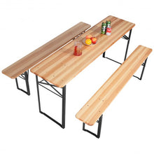 Load image into Gallery viewer, 3 pcs Folding Wooden Picnic Table Bench Set