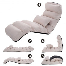Load image into Gallery viewer, Folding Lazy Sofa Chair Stylish Sofa Couch Beds Lounge Chair W/Pillow-White