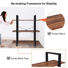 Load image into Gallery viewer, 3-Tiers Bookshelf Industrial Bookcases Metal Frame Shelf Stand