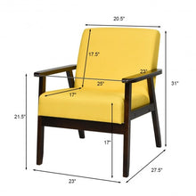 Load image into Gallery viewer, Solid Rubber Wood Fabric Accent Armchair-Yellow
