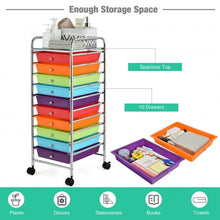 Load image into Gallery viewer, 10 Drawer Rolling Storage Cart Organizer-Multicolor