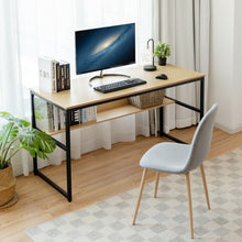 Load image into Gallery viewer, 55" Computer Desk Writing Table Workstation Home Office with Bookshelf-Natural